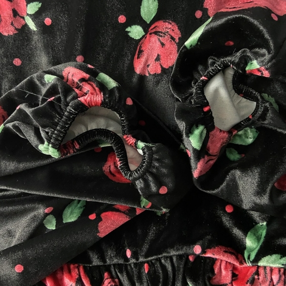 Velvet Floral Scrunched Ruffled Long Sleev… - Picture 6 of 8